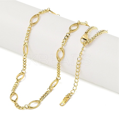 Ion Plating(IP) 304 Stainless Steel Oval Link Chain Necklaces for Women NJEW-K276-04C-G-1