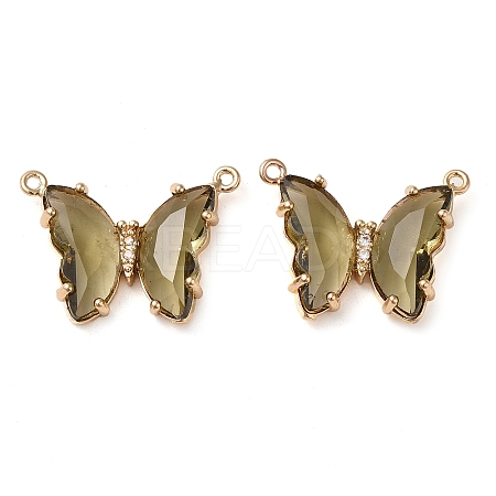 Brass Pave Faceted Glass Connector Charms FIND-Z020-03D-1