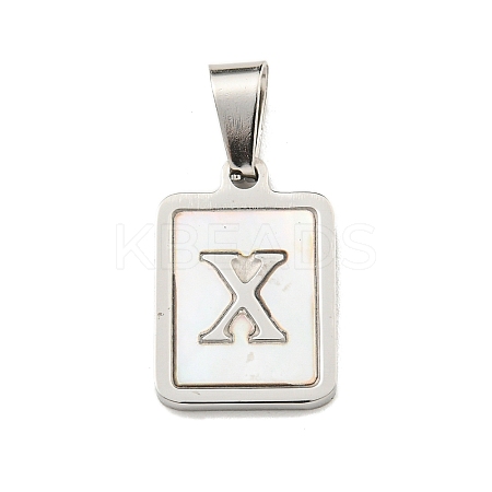 304 Stainless Steel Pave Natural White Shell Pendants STAS-S130-03P-X-1