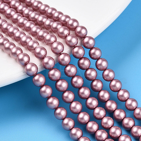 Baking Paint Pearlized Glass Pearl Bead Strands HY-N002-5mm-C01-1