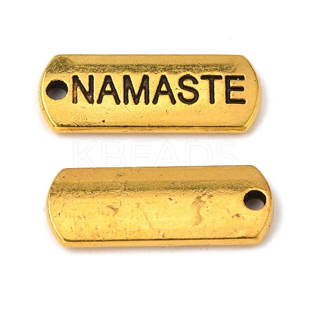 Tibetan Style Alloy Rectangle with Word Namaste Pendants TIBEP-Q043-067AG-RS-1