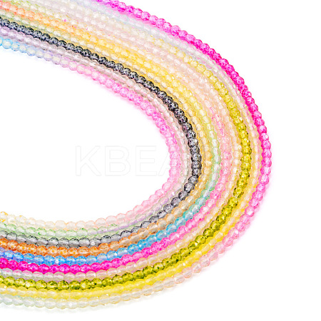 10 Strands 10 Colors Transparent Gradient Color Glass Beads Strands GLAA-TA0001-90-1