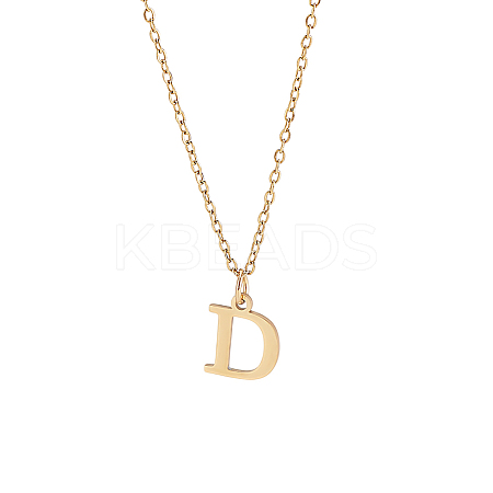 304 Stainless Steel Letter Pendant Necklaces NJEW-LP0001-53D-G-1