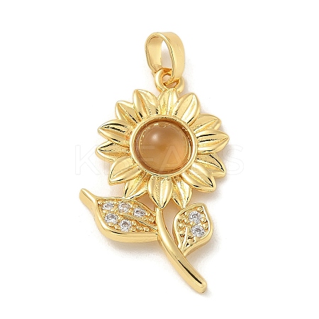 Brass Micro Pave Cubic Zirconia with Resin Pendants KK-G517-05G-02-1