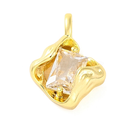 Brass Pave Clear Cubic Zirconia Pendants LS-KK-Z051-01G-03-1
