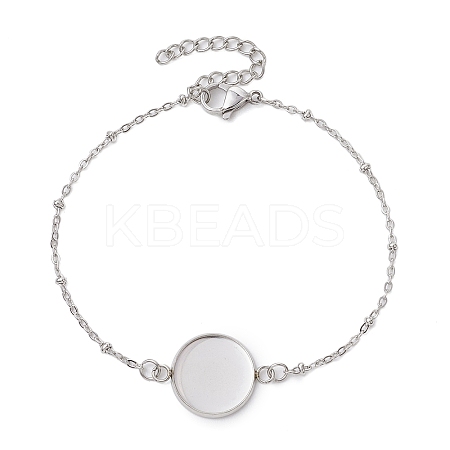 304 Stainless Steel Round Cabochon Setting Bracelets BJEW-JB11090-02-1