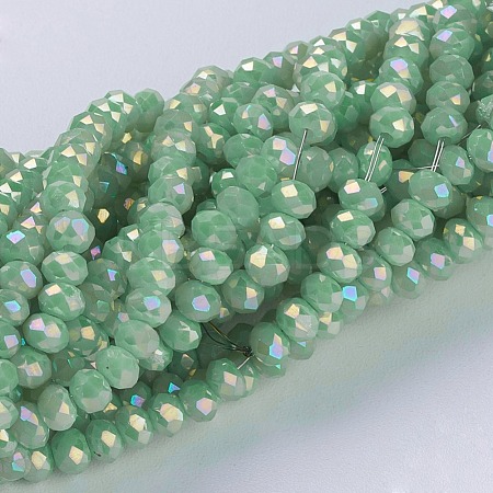 Electroplate Glass Beads Strands GLAA-F077-FR12-1