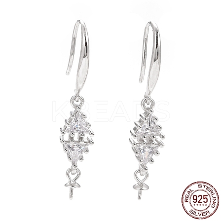 Rhodium Plated 925 Sterling Silver Earring Hooks STER-D035-36P-1