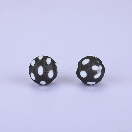 Printed Round Silicone Focal Beads SI-JX0056A-47-1
