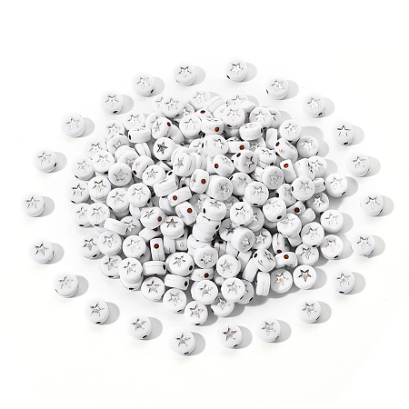 White Opaque Acrylic Beads PACR-YW0001-04B-1