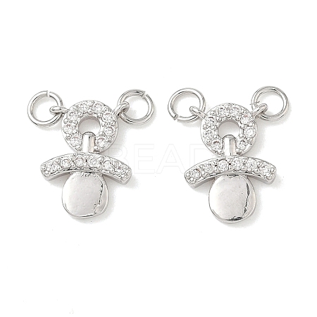 Brass Micro Pave Clear Cubic Zirconia Charms KK-P342-10P-1