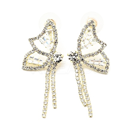 Crystal Rhinestone & Clear Cubic Zirconia Stud Earrings EJEW-C037-01B-LG-1