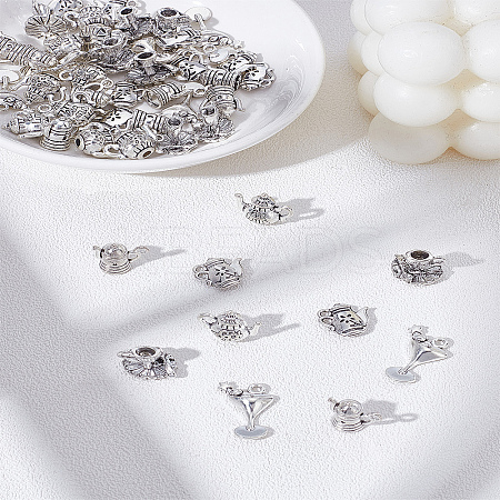 50Pcs 5 Styles Tibetan Style Alloy Pendants FIND-LP0006-69-1