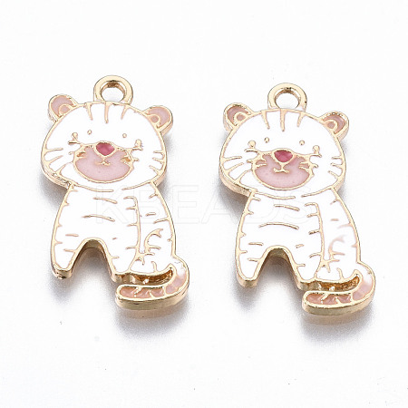 Light Gold Plated Alloy Enamel Pendants ENAM-T009-71C-RS-1