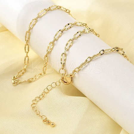 3MM Brass Textured Oval Link Chain Necklaces for Women Men NJEW-F355-01G-1