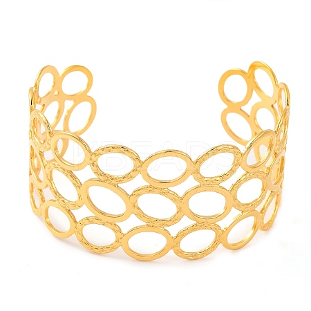 304 Stainless Steel Open Cuff Bangles for Women LS-BJEW-G711-01F-G-1