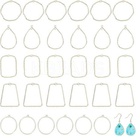 30Pcs 5 Styles Alloy Open Back Bezel Pendants FIND-CA0006-15-1