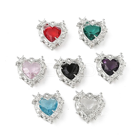 Brass & Glass Micro Pave Cubic Zirconia Pendants KK-S532-04P-1