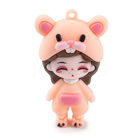 The 12 Chinese Zodiac Girl Doll PVC Plastic Pendants LS-KY-S172-16A-1