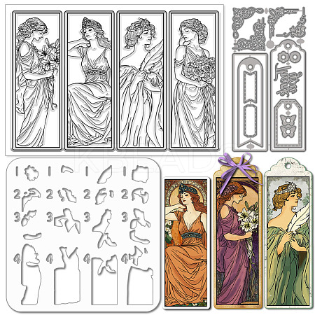 1Pc Angel Theme Bookmark Carbon Steel Cutting Dies Stencils DIY-GL0003-213-1