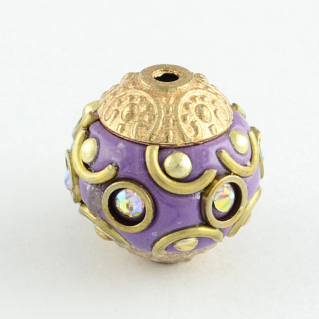 Round Handmade Grade A Rhinestone Indonesia Beads IPDL-S029-06-1