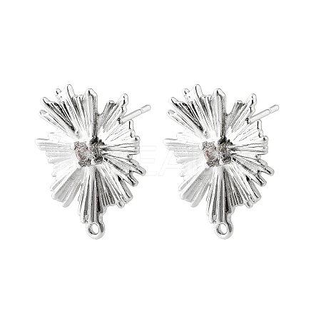 Brass Micro Pave Cubic Zirconia Stud Earring Findings KK-K371-39P-1