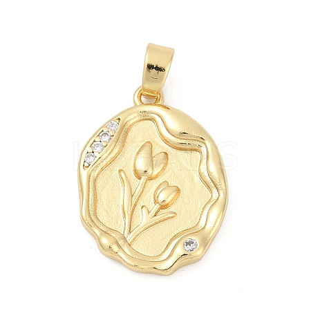 Brass Pave Cubic Zirconia Pendants KK-U062-51G-1