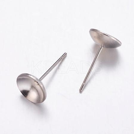 304 Stainless Steel Stud Earrings Findings STAS-K146-016-8mm-1