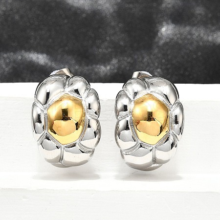 304 Stainless Steel Two-tone Stud Earrings for Women EJEW-R023-01GP-06-1