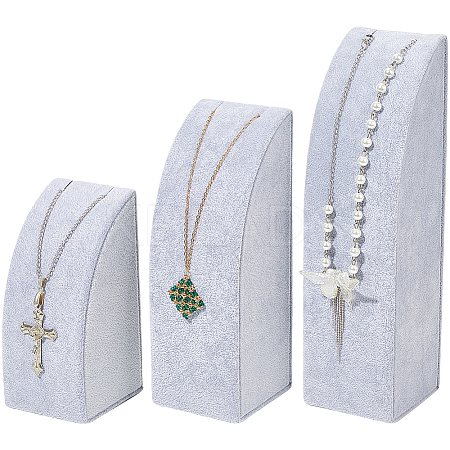 3Pcs 3 Sizes Vertical Wooden Covered with Velvet Necklace Display Stands NDIS-WH20001-03A-1