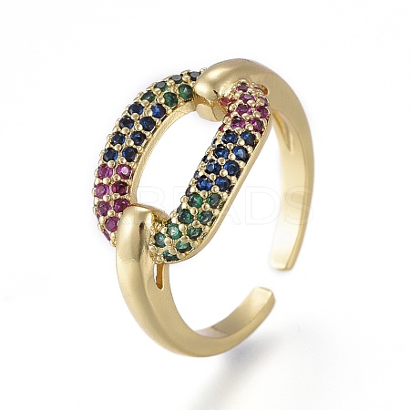 Brass Micro Pave Cubic Zirconia Cuff Rings RJEW-K232-08G-03-1