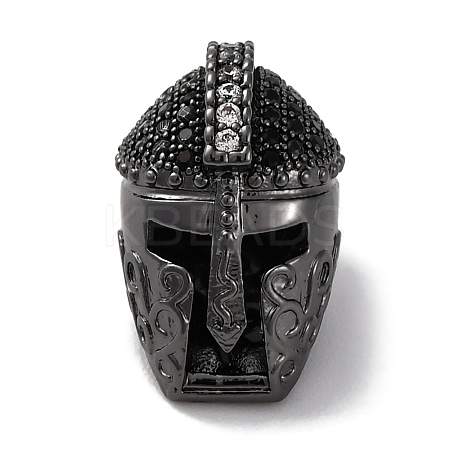 Helmet Shape Brass with Cubic Zirconia Beads KK-S406-15A-1