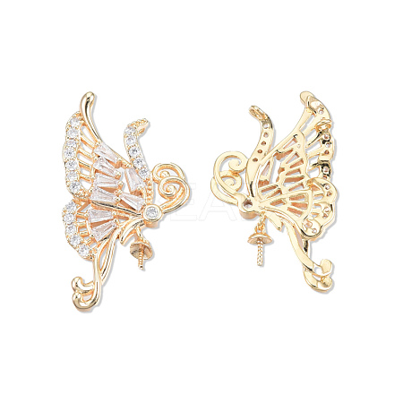 Brass Pave Clear Cubic Zirconia Pendants KK-N232-444-1