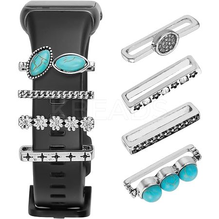 8Pcs Synthetic Turquoise Horse Eye Watch Band Charms FIND-NB0003-22-1