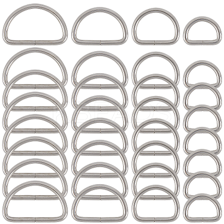 40Pcs 4 Styles Iron D Rings IFIN-SP0001-22P-1