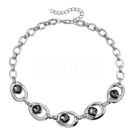Alloy Glass Oval Link Chain Necklaces for Women WG1B3C5-02-1
