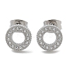304 Stainless Steel Micro Pave Clear Cubic Zirconia Stud Earrings STAS-Z107-01P-02-4