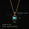 Glass Rectangle Pendant Necklace with Golden Stainless Steel Chains LS-ZR6442-5