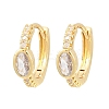 Oval Brass Micro Pave Clear Cubic Zirconia Hoop Earrings EJEW-D348-09G-2