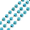 Ion Plating(IP) 304 Stainless Steel & Faceted Glass Handmade Beads Chain CHS-H028-01G-1