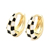 Tartan Pattern Brass Enamel Hoop Earrings for Women LS-EJEW-G460-01G-4