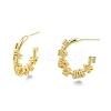 Brass Ring Beaded Stud Earrings EJEW-G322-16G-3