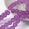 Blue Violet Frosted Round Transparent Glass Bead Strands X-GLAA-S031-8mm-32-1