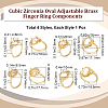 Beebeecraft 4Pcs 4 Style Brass Cubic Zirconia Adjustable Ring Components RJEW-BBC0001-09-2