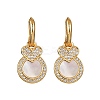 Heart with Flat Round Brass Micro Pave Clear Cubic Zirconia Hoop Earrings KK-D363-11B-G-2