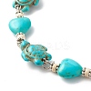 Heart & Tortoise Synthetic Turquoise Beaded Anklet AJEW-AN00459-02-4