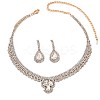 Teardrop Alloy Crystal Rhinestone Pendant Necklaces & Stud Earrings Sets FS-WG3BBCC-01-5