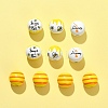 10Pcs 4 Styles Printed Natural Wood European Beads WOOD-FS0001-16-1