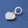 925 Sterling Silver Clear Cubic Zirconia Heart European Dangle Charms LS-STER-H115-07S-2