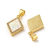 Brass Micro Pave Cubic Zirconia with Synthetic Opal Pendants KK-K356-19G-2